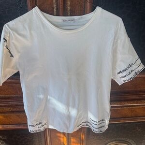 Moncler Ivory Text-Embellished Tee, girls size 12A but fits Women’s size S